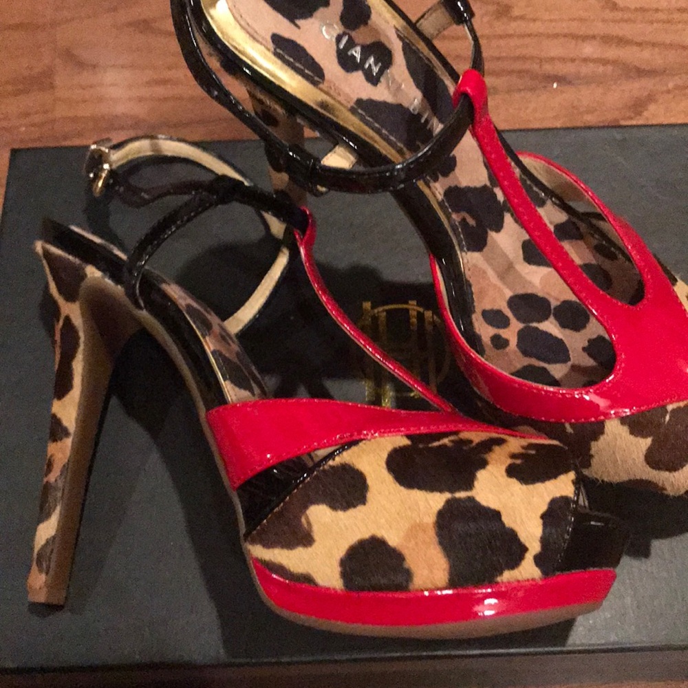Leopard & Red Suede/Patent leather Sandals